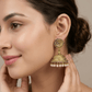 Gold - Plated Floral Jhumka Earrings with Pearl Drops - Silvorn India