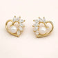 Gold-Plated Pearl & Marquise Zirconia Heart Studs – Elegant Floral Heart Design Earrings