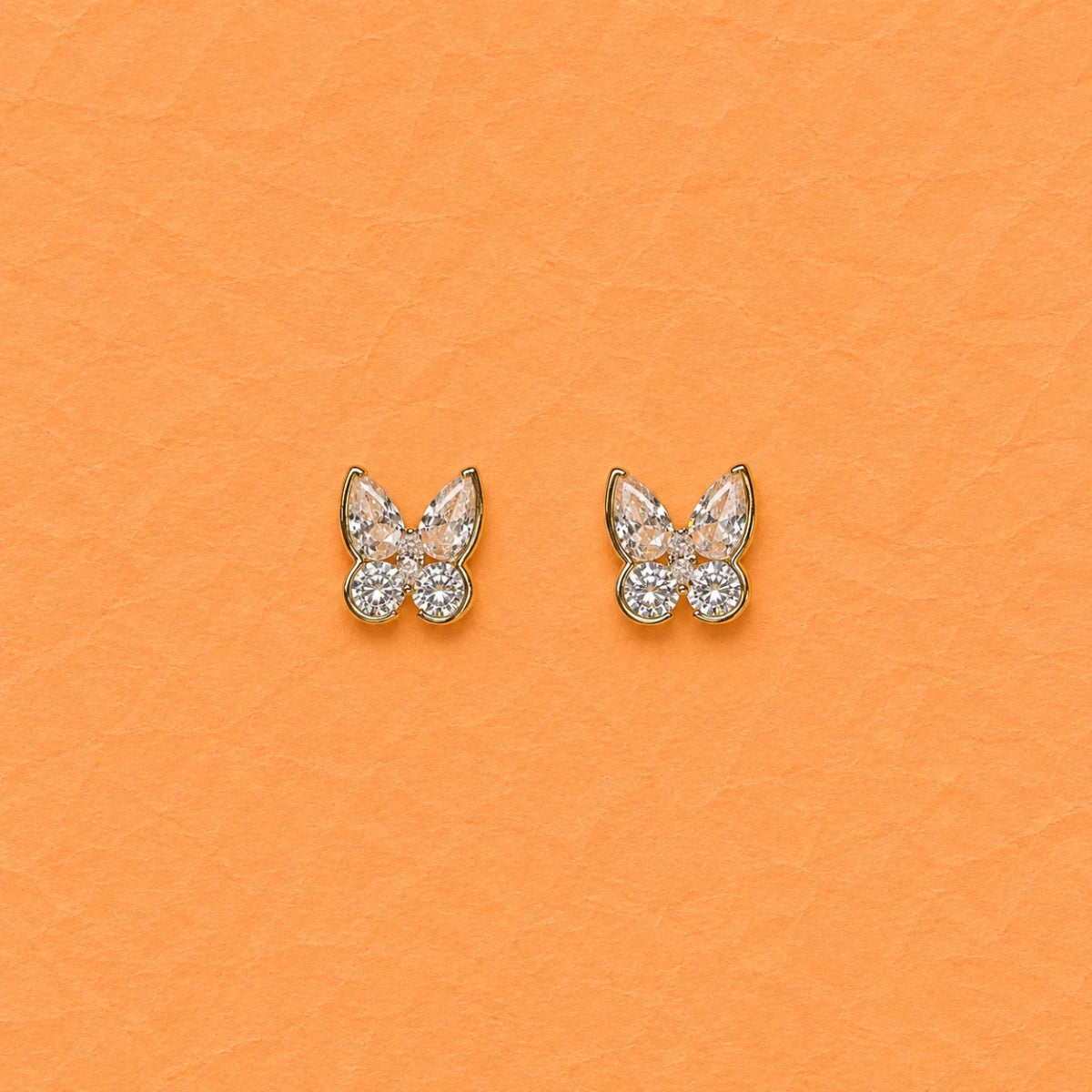 Golden Butterfly Crystal Studs - Silvorn India