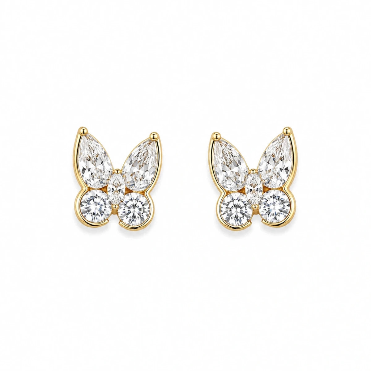 Golden Butterfly Crystal Studs - Silvorn India