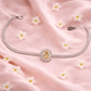 Golden Champagne Oval Halo Tennis Bracelet - Silvorn India