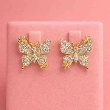 Golden Flutter Bloom Butterfly Stud Earrings