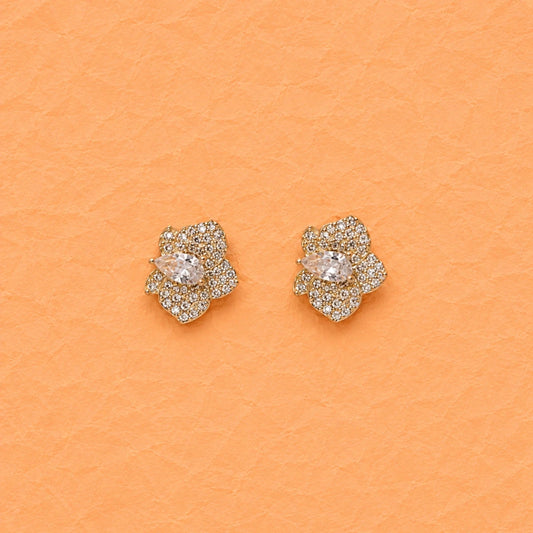 Golden Petal Elegance Studs - Silvorn India