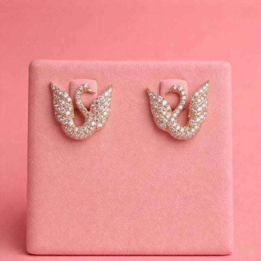 Graceful Majestic Swan Zirconia Studs - 925 Silver Jewelery