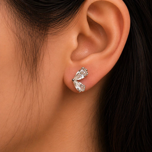 Half Butterfly Crystal Studs | 925 Sterling Silver - 925 Silver Jewelery