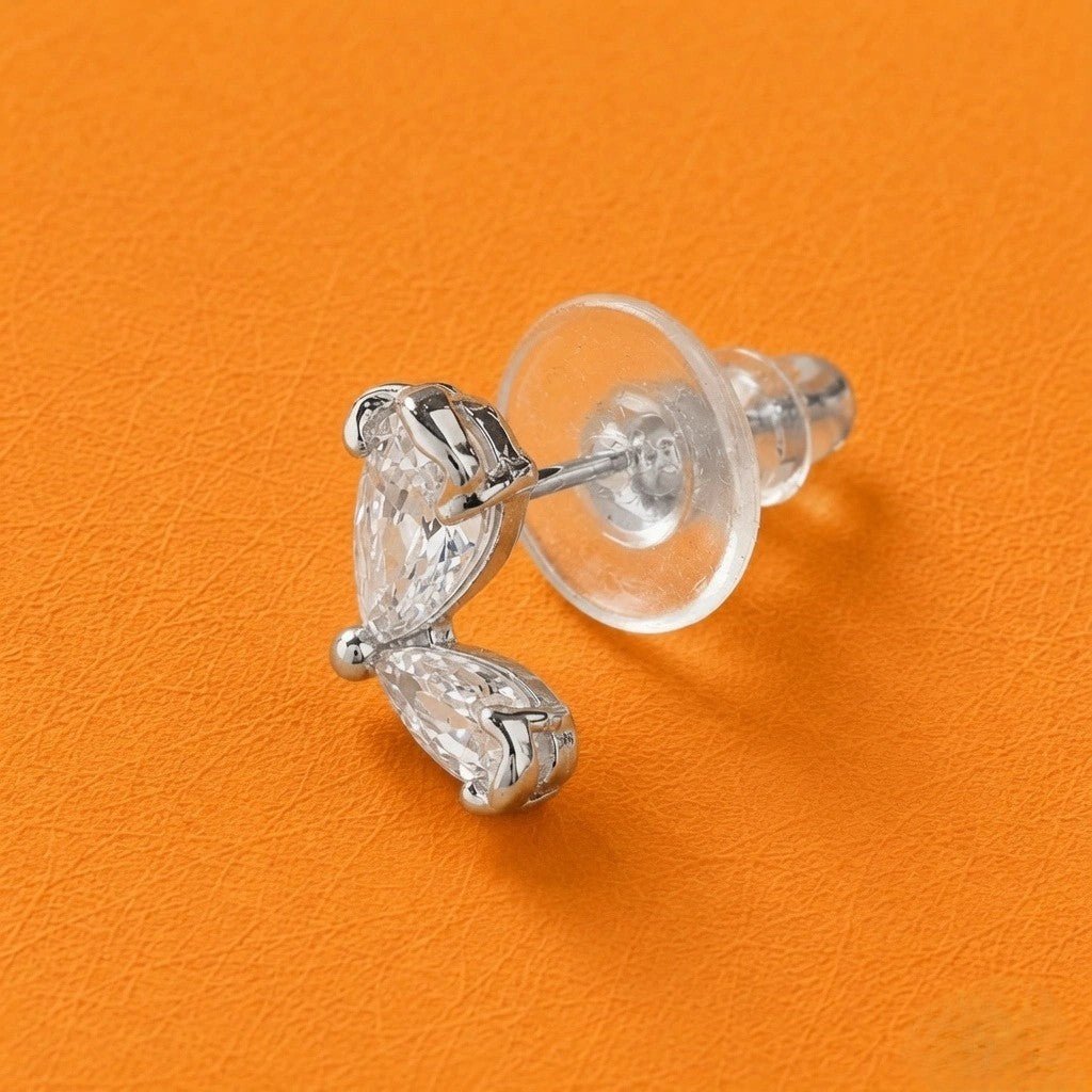 Half Butterfly Crystal Studs | 925 Sterling Silver - Silvorn India