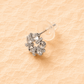 Silver halo circle bar stud earring with round crystal stones on a post.