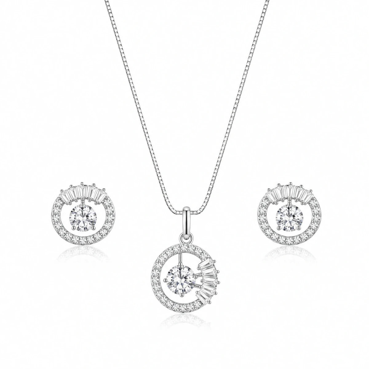 Halo Crystal Pendant Set for Women - Silvorn India