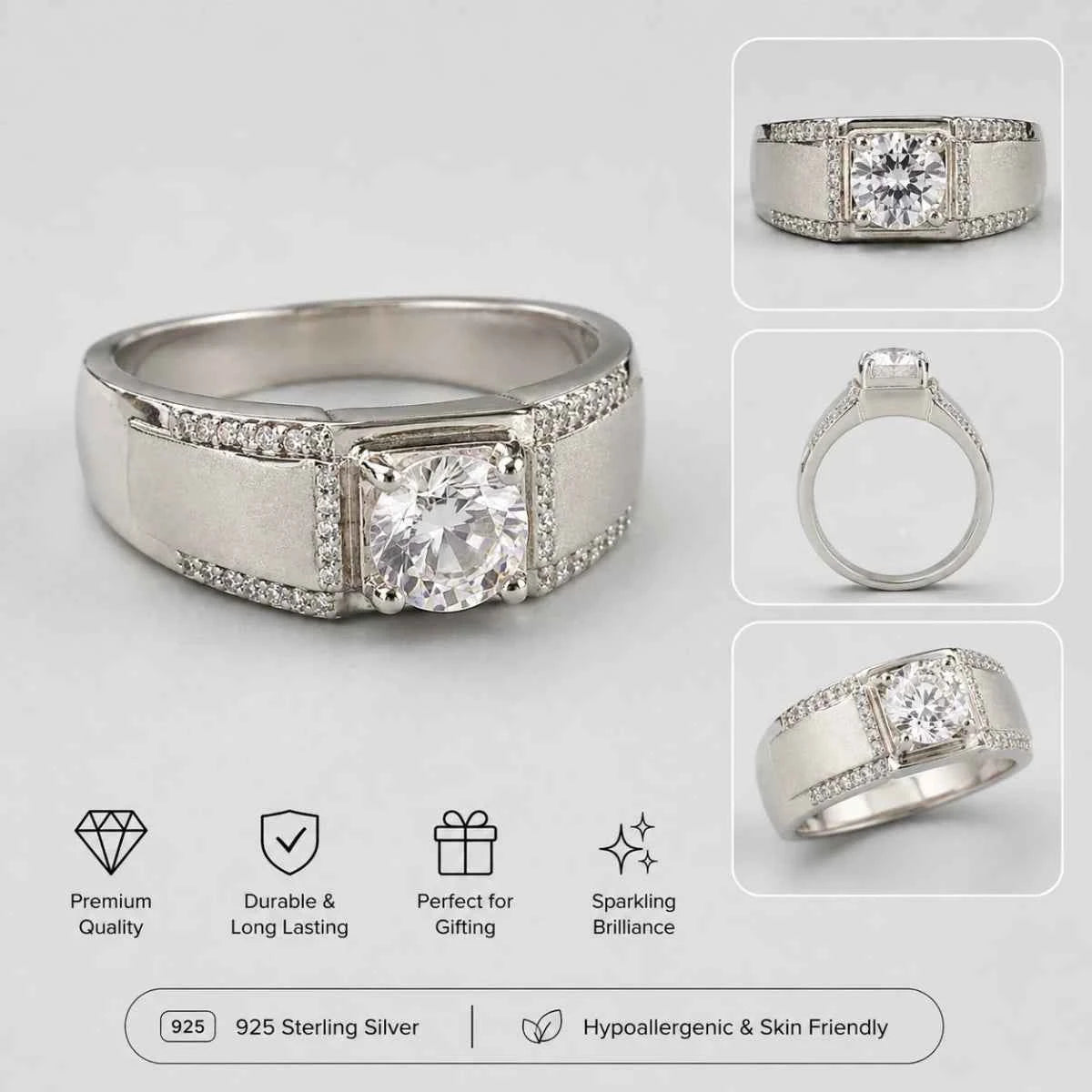 Halo Ring – Round Cut Stone with Pavé Detailing - Silvorn India