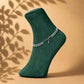 Green velvet ankle anklet with 925 silver chain and dangling heart charm