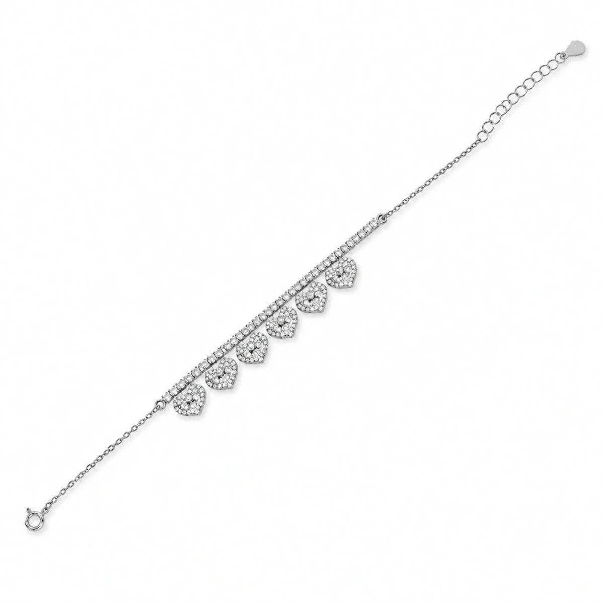 Heart Charm Tennis Bracelet for Women - Silvorn India