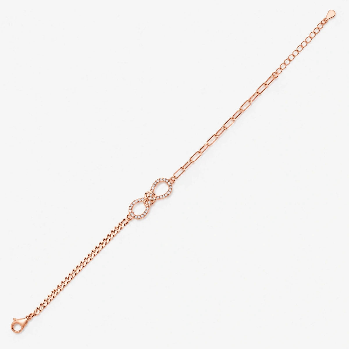 Infinity Glow Rose Gold Plated Sterling Silver Bracelet - Silvorn India