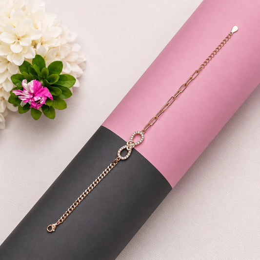 Infinity Glow Rose Gold Plated Sterling Silver Bracelet - 925 Silver Jewelery