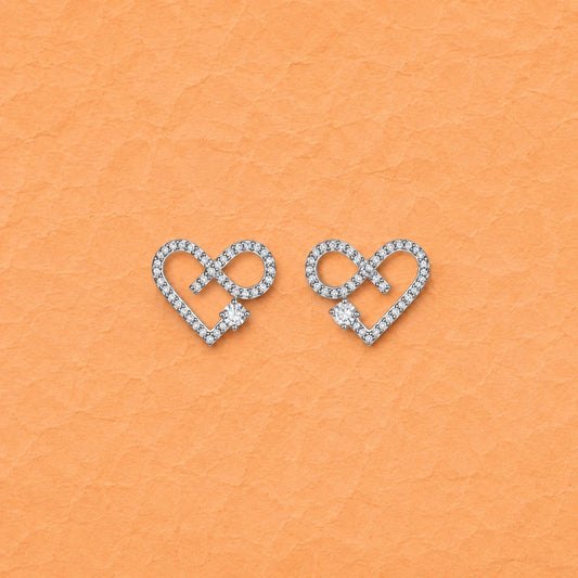 Infinity Heart Crystal Studs - 925 Silver Jewelery