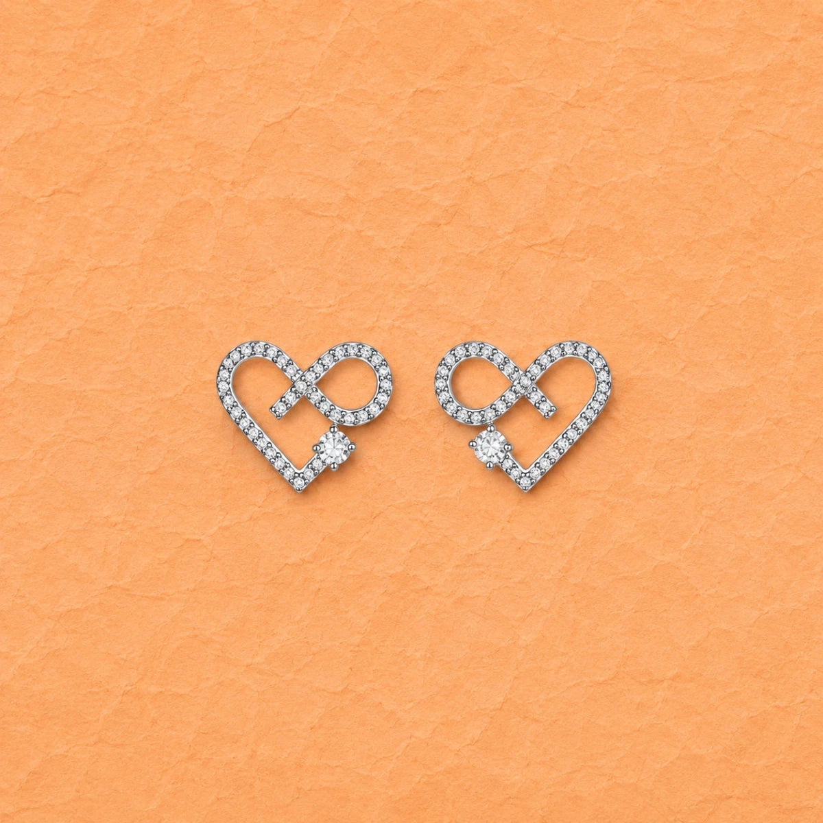Infinity Heart Crystal Studs - Silvorn India