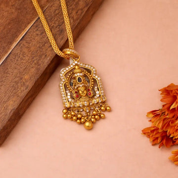 Lakshmi Shrine Motif Gold - Plated Pendant Necklace - Silvorn India