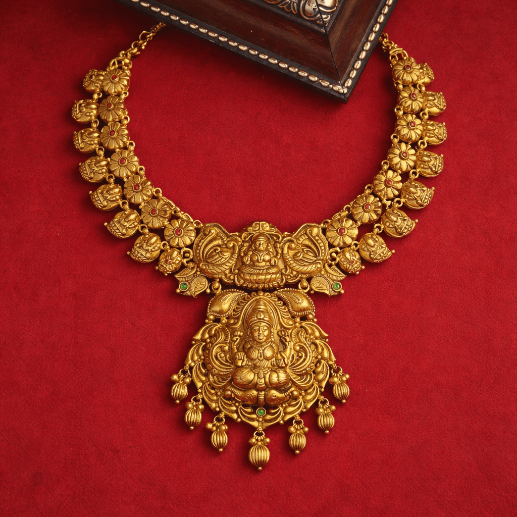 Lakshmi Temple Heritage Gold - Plated Necklace - Silvorn India