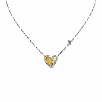 Luminous Two - Tone Pave Heart Necklace - Silvorn India