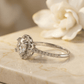 Luna Bloom Silver Halo Ring with Brilliant Center Stone - Silvorn India