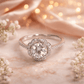 Luna Bloom Silver Halo Ring with Brilliant Center Stone - Silvorn India