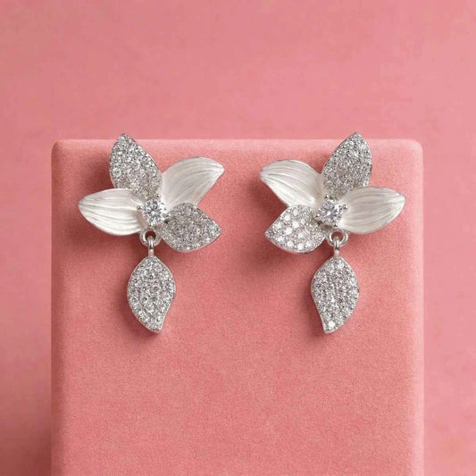 Lustre Petal Drop Earrings in Elegance - 925 Silver Jewelery