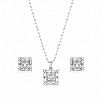Luxury Asscher-Cut Crystal    Pendant Set for Women