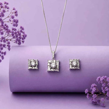 Luxury Princess Cut Crystal    Pendant Set for Women |