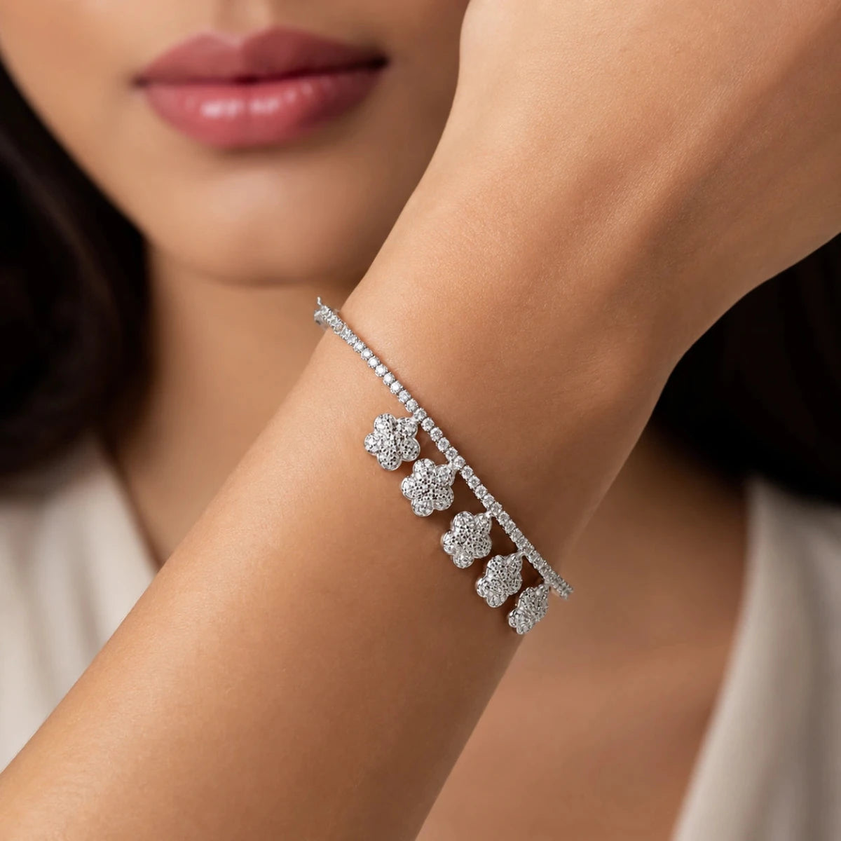 Luxury Quatrefoil Charm Tennis Bracelet for Women - Silvorn India