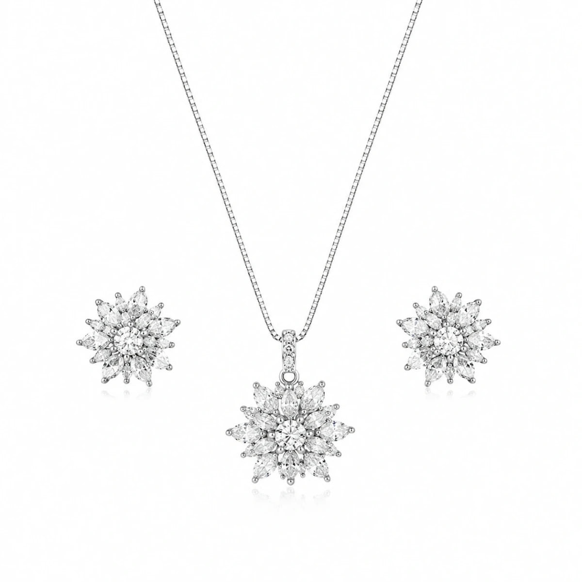 Luxury Snowflake Crystal Pendant Set for Women - Silvorn India