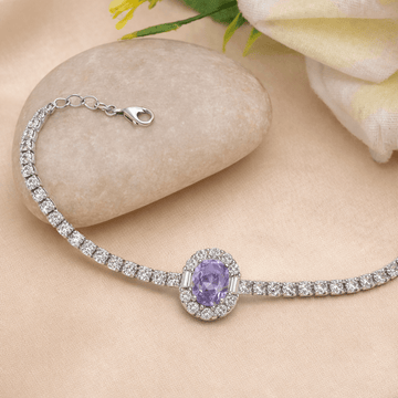 Majestic Lavender Halo Tennis Bracelet - Silvorn India
