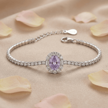 Majestic Lavender Halo Tennis Bracelet - Silvorn India