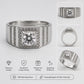 Men’s 925 Sterling Silver Square Halo Statement Ring - Silvorn India