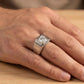 Men’s Royal Sterling Silver Geometric CZ Crown Ring with Wide Band - 925 Silver Jewelery