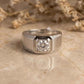 Men’s Royal Sterling Silver Geometric CZ Crown Ring with Wide Band - 925 Silver Jewelery