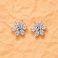 Mini butterfly flower stud earrings, 925 silver with multi-petal clear stone design