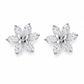 Mini butterfly flower stud earrings, 925 silver with clear pavé stones