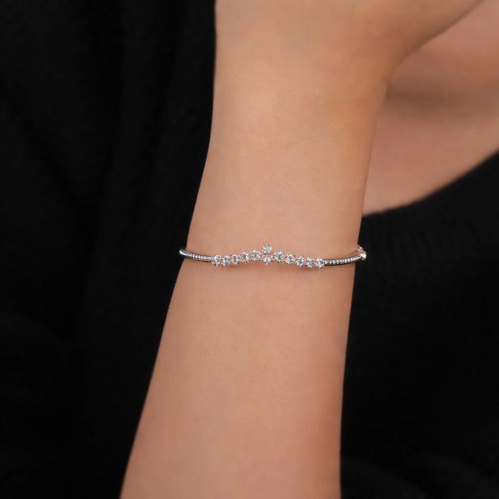 Minimal Beaded Sterling Cuff Bracelet for Women - Silvorn India