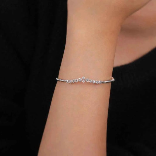 Minimal Beaded Sterling Cuff Bracelet for Women