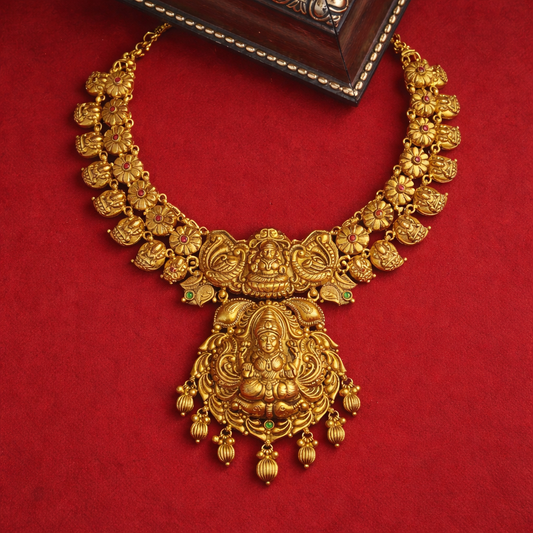 Lakshmi Temple Heritage Gold-Plated Silver Necklace