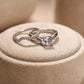 Modern Bridal Ring Set with Solitaire Stone & Pave Curve Band - Silvorn India