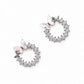 Silver-tone butterfly stud earrings with pavé halo hoop design, 925 finish