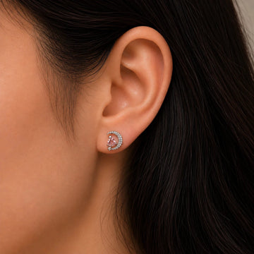 Moonlit Heart Crystal Studs - Silvorn India