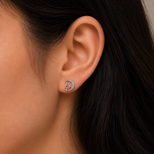 Moonlit Heart Crystal Studs - 925 Silver Jewelery