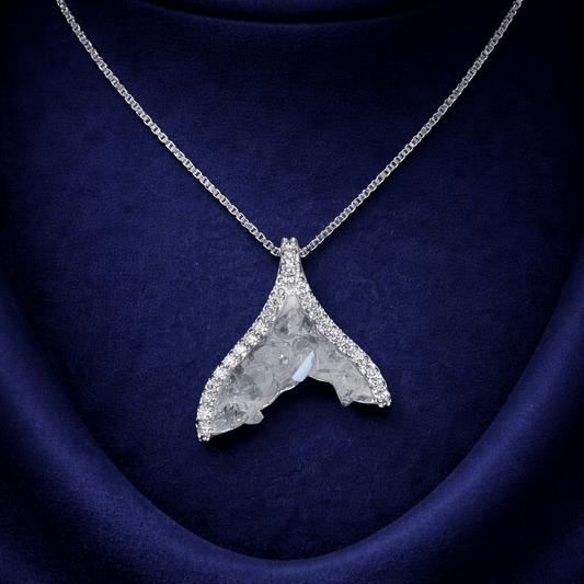 Oceanic Whale Tail Crystalline Pendant - 925 Silver Jewelery