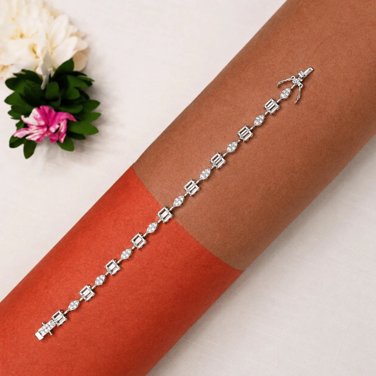 Oval Crystal Tennis Bracelet for Women - Silvorn India