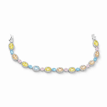 Pastel Diamond Halo Tennis Bracelet