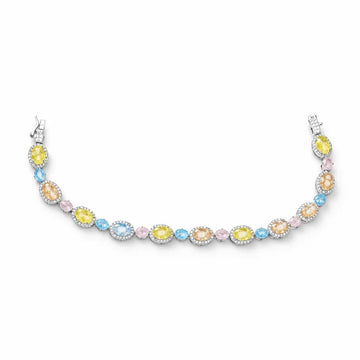 Pastel Diamond Halo Tennis Bracelet - Silvorn India