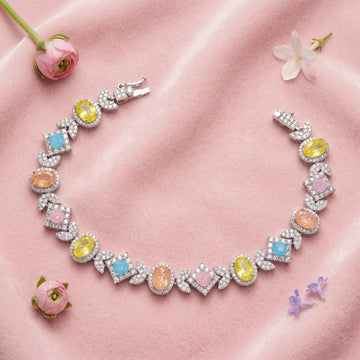 Pastel Mosaic Halo Statement Bracelet - Silvorn India