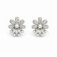 Pave Diamond-Style Flower & Pearl Spray Stud Earrings – Floral Clusters with Pearl Dangles