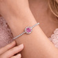 Peach Radiance Rectangular Halo Tennis Bracelet - Silvorn India